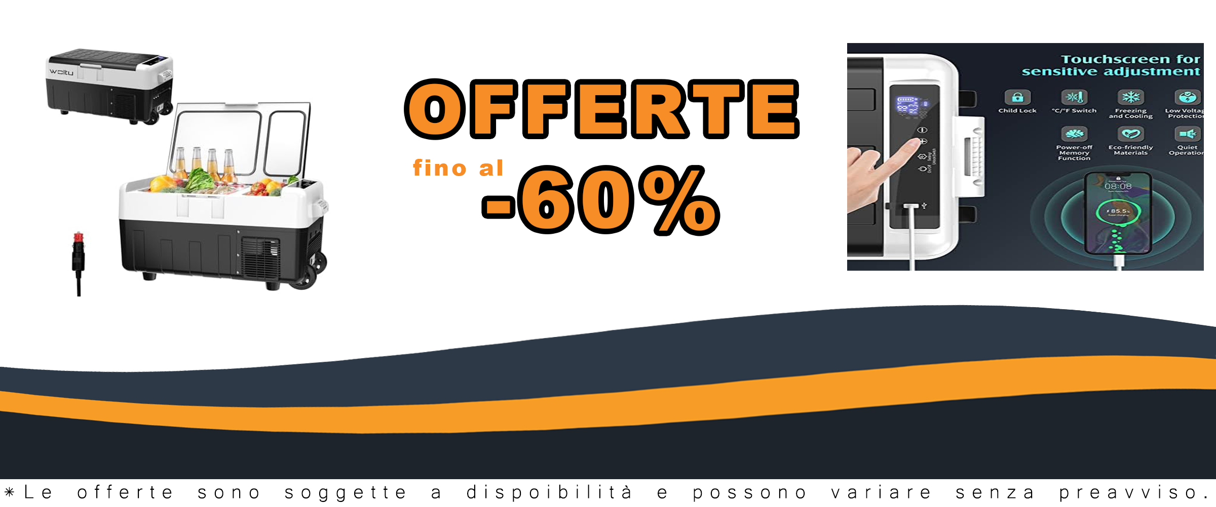 WOLTU Frigorifero Elettrico Portatile, Mini Frigo a Compressore da 30L, ideale per auto, barca, camion e camper