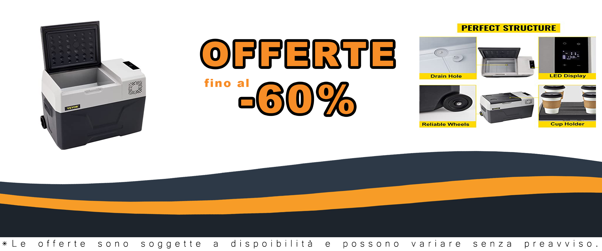 Frigorifero portatile Vevor da 30L, ideale per viaggi in auto, camper, barca e pesca