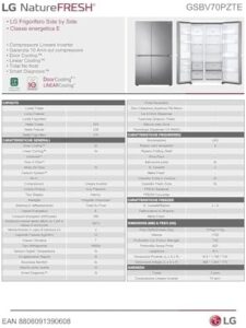 Frigorifero Americano LG GSBV70PZTE con Door Cooling, Linear Cooling e Compressore Lineare Inverter