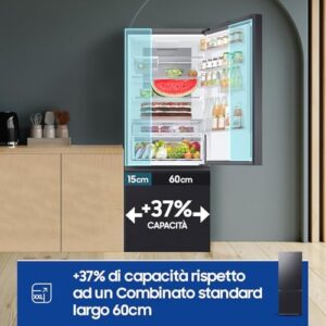 Samsung Frigorifero Combinato F1rst 75 AI RB53DG706AB1/EF in antracite con Twin Cooling Plus e Total No Frost, perfetto per famiglie numerose