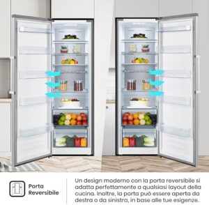 Frigorifero Hisense RL481N4BIE in acciaio inox, capacità 370L, Total No Frost, ideale per grandi famiglie