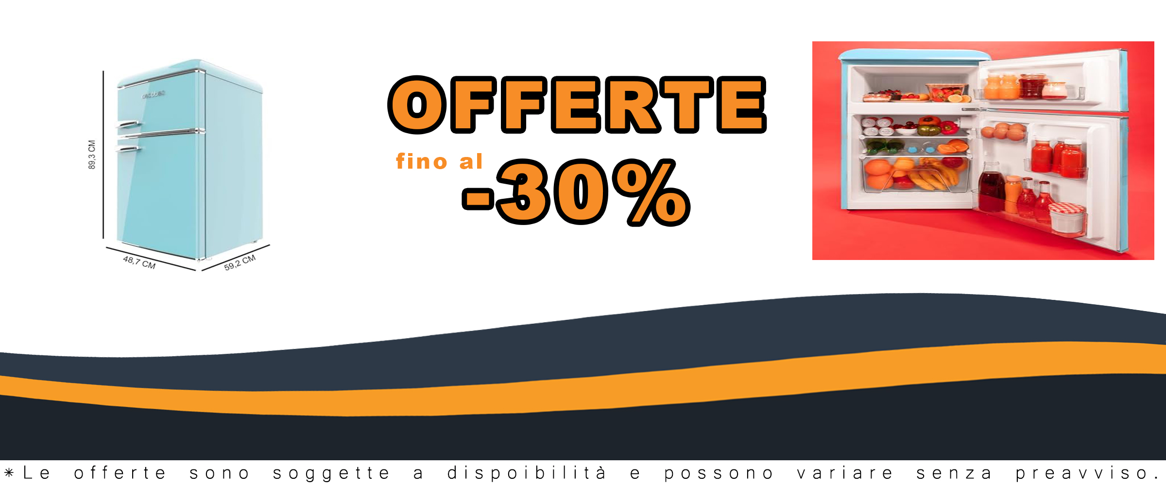 Cecotec Mini Frigorifero Retro Bolero Coolmarket 2D Origin 86 Blue E con maniglia cromata e design vintage, perfetto per ogni ambiente