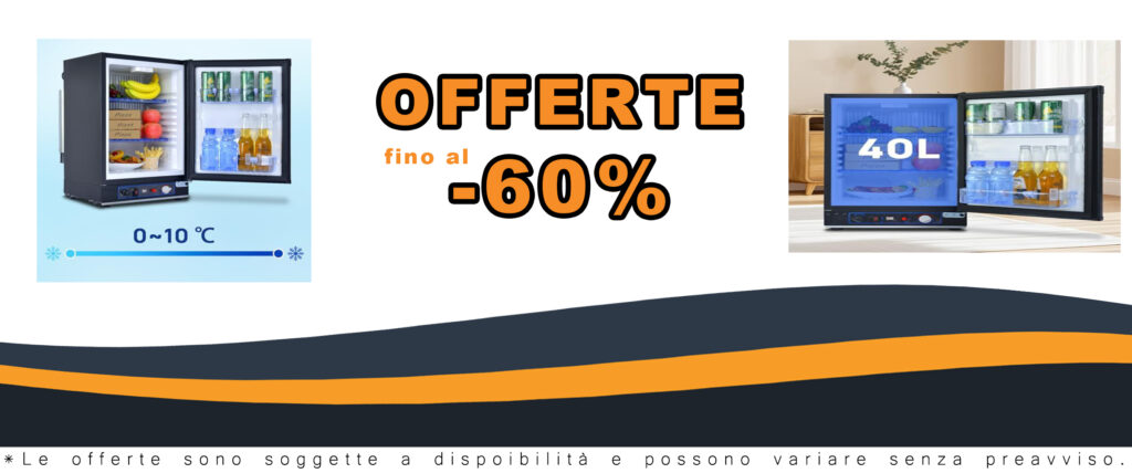 Frigorifero Smad Trivalente per Camper, 40 litri, design nero, funziona a 12V, 220V e gas, perfetto per campeggio e viaggi in auto o caravan.