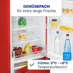 Frigorifero Bomann KG 320.2 con congelatore, illuminazione LED e design rosso