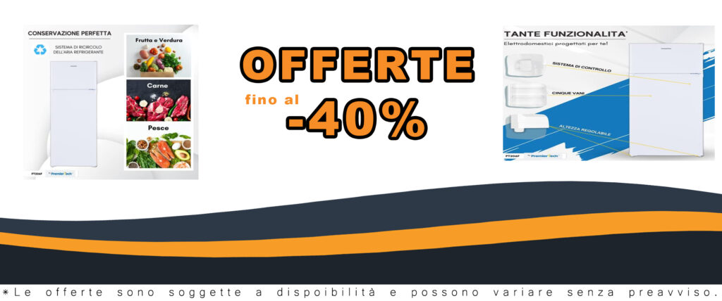 PremierTech Frigorifero con Congelatore, modello PT206F, bianco con doppia porta e 206 litri di capacità.
