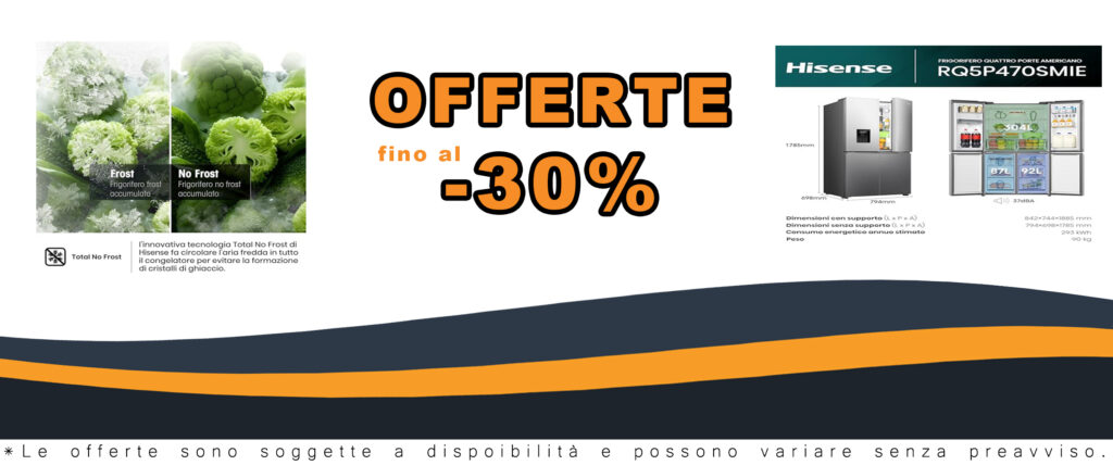 Frigorifero Americano Hisense RQ5P470SMIE con quattro porte, WiFi, Metal Cooling e dispenser acqua, in inox