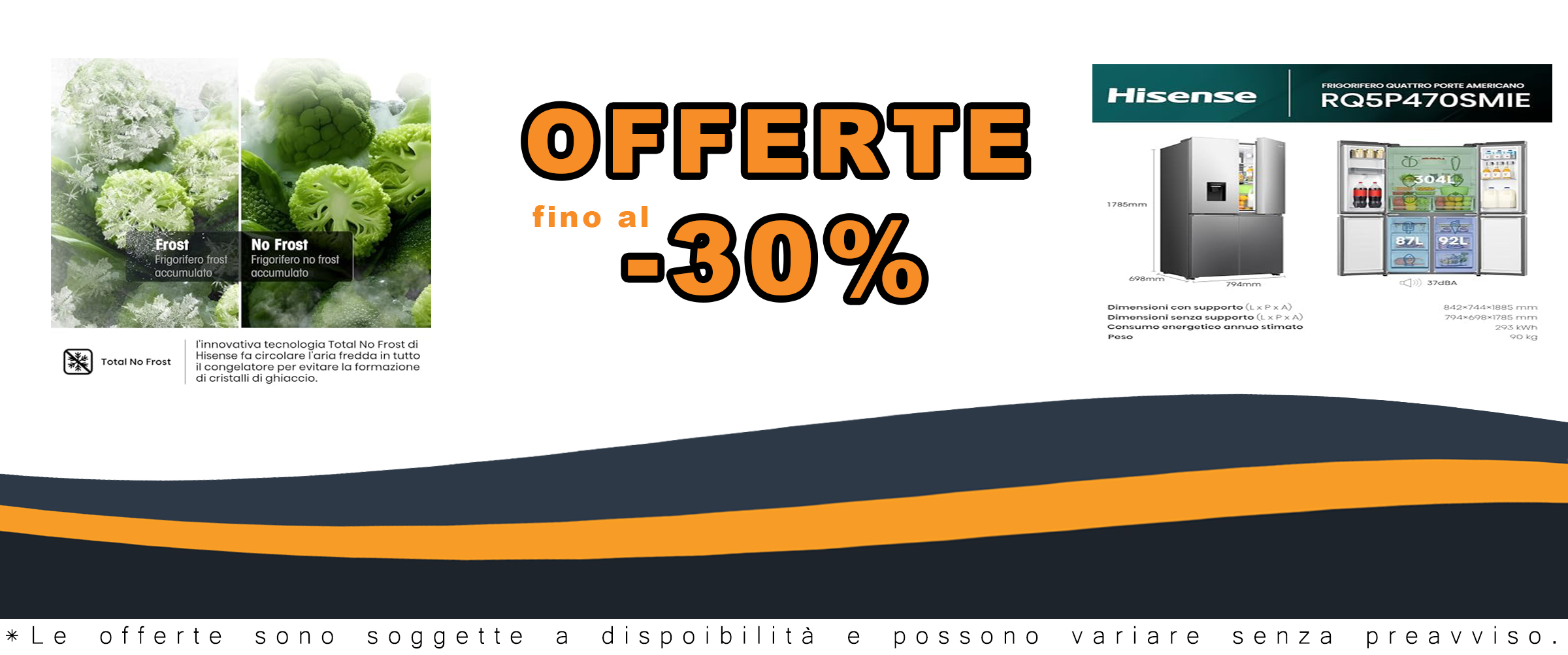 Frigorifero Americano Hisense RQ5P470SMIE con quattro porte, WiFi, Metal Cooling e dispenser acqua, in inox