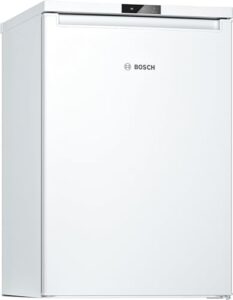 Congelatore Bosch GTV15NWEB, modello a posa-libero, 83 litri di capacità, 3 cassetti per congelamento, bianco, perfetto per spazi ridotti.