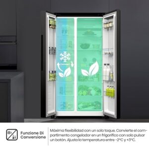 Frigorifero Hisense RS711N4AFE con motore inverter e tecnologia Total No Frost, perfetto per famiglie numerose.