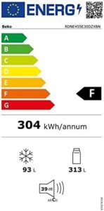 Beko RDNE455E30 Frigorifero Doppia Porta No Frost, con capacità di 455 litri e classe energetica F