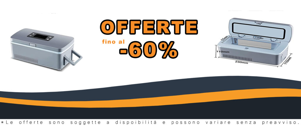 Frigorifero portatile per farmaci con display LCD e temperatura regolabile, ideale per insulina e medicinali sensibili.