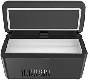 Dispositivo di raffreddamento portatile per insulina con display LCD, batteria potente e custodia da viaggio, ideale per il trasporto sicuro dell'insulina.