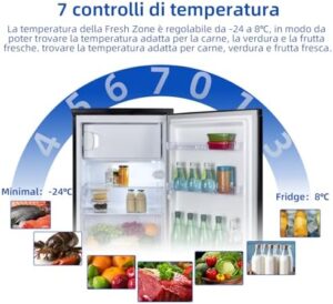 CHiQ frigorifero monoporta CTT107BC,107 L, design elegante. Occupa solo .3 ㎡, spazio di micro-congelamento, scatola multi-funzione, 7 controlli della temperatura, bassa rumorosità, colore: nero