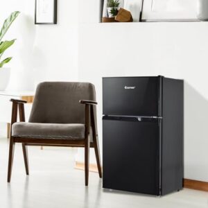 COSTWAY Frigo Piccolo con Congelatore, Mini Frigorifero con Doppia Porta e Temperatura Regolabile, 85 Litri (60+25 L), Silenzioso, 100W