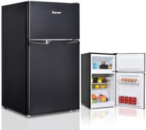 COSTWAY Frigo Piccolo con Congelatore, Mini Frigorifero con Doppia Porta e Temperatura Regolabile, 85 Litri (60+25 L), Silenzioso, 100W