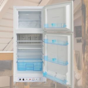 Smad Frigorifero Gas con Congelatore, 175 Litri (129+46), Frigorifero Combinato Silenzioso per Gîte, Garage, Campeggio, Casa Mobile, Bianco