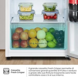 Hisense RT327N4AWE Frigorifero Doppia Porta a libera installazione Total No Frost, sistema di ventilazione Multi Air Flow, Larghezza 55 cm, Colore Bianco, Capacità netta 249 L