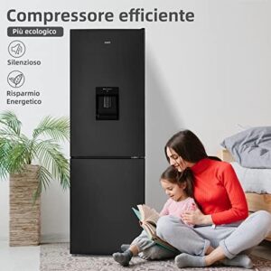 CHiQ Frigorifero Combinato FBM228NE4DE 228 Litres (158+70) Frigo ventilato e Congelatore No Frost, Inox scuro, Porte reversibili, Classe energetica E, 41db, 12 anni di garanzia sul compressore