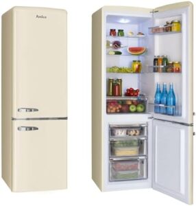 Amica KGCR 387 100 B Retro Frigorifero/Congelatore/Coffee Cream (Beige) - 181 cm (H) x 55 cm (L) x 62 cm (P) - Design Retro/Frigorifero con congelatore