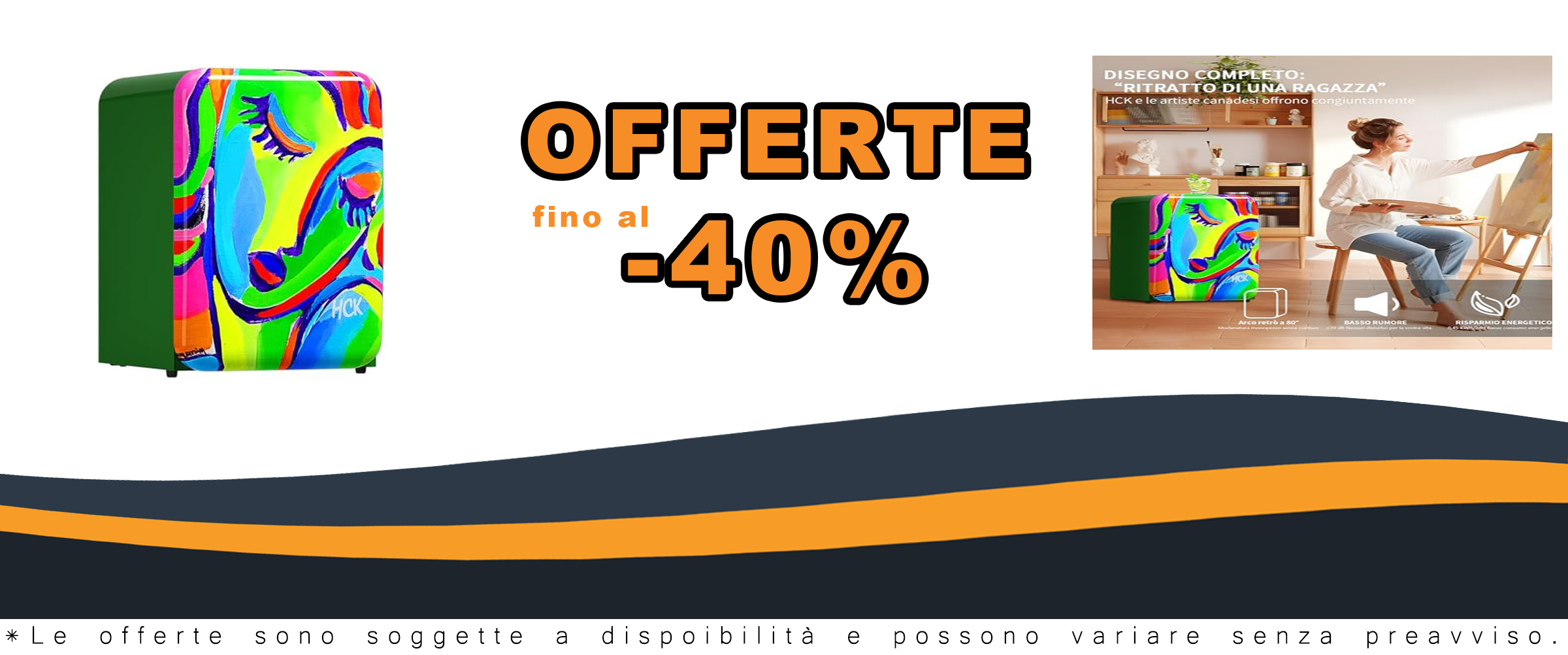 HCK 107L Retro Frigorifero congelatore, frigorifero compatto indipendente con pittura artistica, termostato regolabile: frigorifero 0~10°C e congelatore superiore da -25~-15°C per la casa