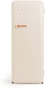 CREATE - RETRO FRIDGE 150 ROSE GOLD/Frigorifero beige maniglia oro rosato/Con congelatore, 150 cm