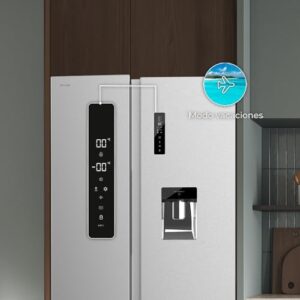 Cecotec - Bolero CoolMarket SBS 562 Inox E, Frigorifero americano da 559 litri, 559 L, 177 cm x 90 cm, classe E, sistema Multi Air Flow, Total No Frost, motore inverter plus