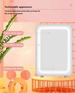 Mini Frigorifero MNBVH con specchio e luce LED integrata, ideale per cosmetici e cura della pelle