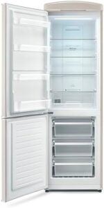 Severin Frigorifero Congelatore combinato Total NoFrost, Posa libera, Larghezza 60 cm, 315 L, Classe E, Veggibox inclusa, Retrò, Crema, RKG 8889