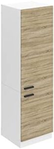 Belini Frigorifero Armadio Alto Cucina SSL. 60 cm di larghezza e 204 cm di altezza Armadio a muro per frigorifero con 2 ante rovere Sonoma