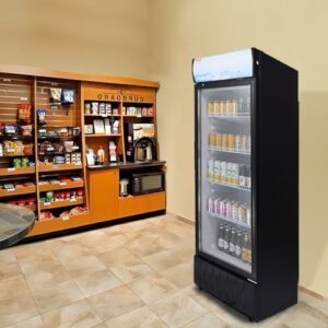 VEVOR Frigorifero per Bevande Commerciale 275L Vetrina Frigo Temperatura 0-10℃ Armadietto per Bevande Refrigerato 4 Ripiani Regolabili Scatola Luminosa Personalizzabile per Negozio Supermercato Bar
