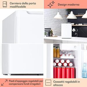 Klarstein Mini Frigo Retro, Frigo Portatile da Camera con Freezer 4L, Frigorifero Piccolo Silenzioso da Ufficio, Mini Frigo Bar con Ripiani Rimovibili, Frigo Bar da Campeggio, Temperatura 5-14°C, 67L
