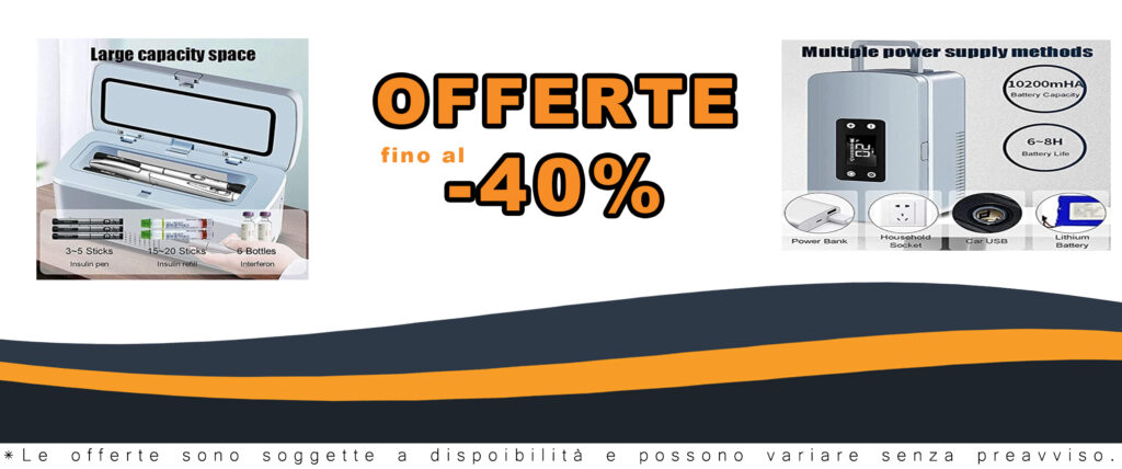 Refrigeratore per insulina portatile, ideale per conservare i farmaci a temperatura costante tra 2°C e 8°C durante i viaggi e in auto.