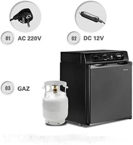 Smad Frigorifero Trivalente per Camper, 12V/220V/Gas, Mini Frigo Bar Silenzioso per Campeggio, Caravana, Forgon, Camion, 40L, Nero