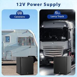 Smad Frigorifero 12V, Frigo Camper 12V 220V, Silenzioso, 30 litri, Frigobar per Auto, Ufficio, Camera, Hotel, Nero