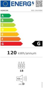 HOMCOM Cantinetta Vino Refrigerata per 18 Bottiglie, Cantina Frigo per Vino a Zona Singola con Temperatura Controllata, Display Touch, Luci LED, Ripiani Regolabili e Porta in Vetro, Nero