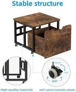 Mini supporto per frigorifero, mobile a 2 livelli con grande cassetto per bevande, frigorifero, caffetteria, bar, 50 x 50 cm, capacità 81,6 kg, carrello con spazio per casa, ufficio, dormitorio