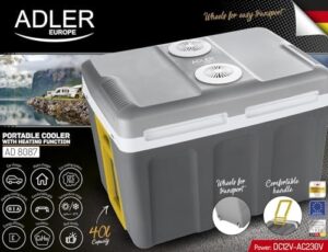 Frigorifero Auto ADLER EUROPE - AD8087-40L in uso, con modalità di raffreddamento e riscaldamento attivate