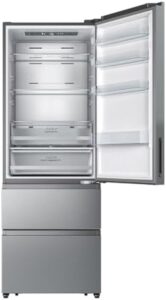 Hisense RT641N4AIE - Frigorifero a due porte, classe E, capacità 493 L con 200 cm di altezza, super freeze, totale no gelo, porta reversibile, silenziosa 38 dB, colore: inox