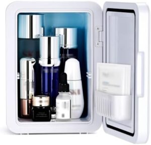 Mini frigo specchio trucco da 6 litri, ideale per la cura della pelle e cosmetici, compatibile con alimentazione AC e DC.