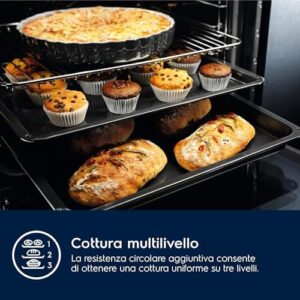 Electrolux Serie600 Forno da Incasso Multifunzione, Capacità 65 L, EOF5H40BX, Cottura Multilivello, Pulizia AquaClean, SurroundCook, Funzione Pizza, 594x595x567mm, Acciaio Inox Antimpronta
