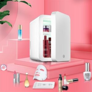 8 L Mini Frigo Cosmetico con Illuminazione LED e Pannello di Vetro per Trucco e Cura della Pelle