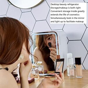 8 L Mini Frigo Cosmetico con Illuminazione LED e Pannello di Vetro per Trucco e Cura della Pelle