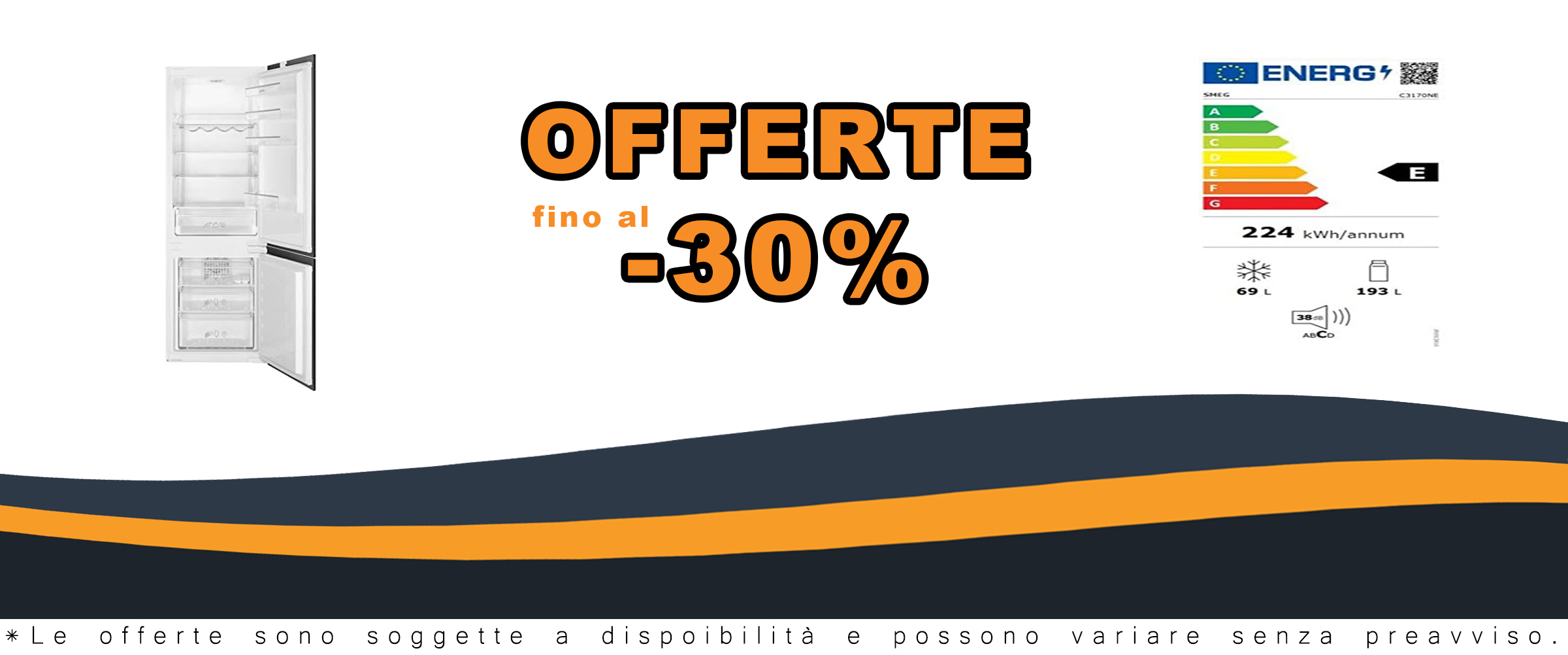 Smeg FRIGO INCASSO COMBINATO 270LT H177 VENTILATO/NO FROST LED INVERTER - E C3170NE