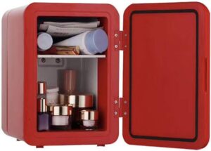Frigorifero SZAJOR da 4 Litri per Trucco, Mini Frigorifero Rosso, Funzione Fresco e Caldo