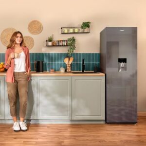 Cecotec Frigoriferi Combinati Bolero Coolmarket Combi 250 Wd Grey Glass D. Capacità 250L, Cristallo,180x55cm, Total No Frost, Inverter Plus, distributore D'Acqua, Multi Air Flow-Fast Cooling, Classe D