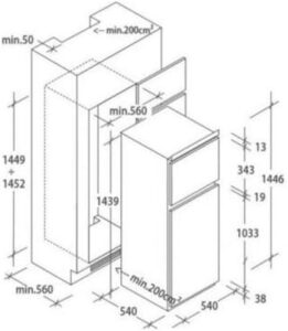 Frigorifero A Incasso Zerowatt ZMDD 14F Capacità 220 LT Altezza 144,6 CM Classe Energetica F