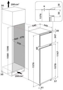 Indesit T 16 A1 D/I 2 - Frigorifero doppia porta, installazione incasso, 239 litri, statico, classe energetica E