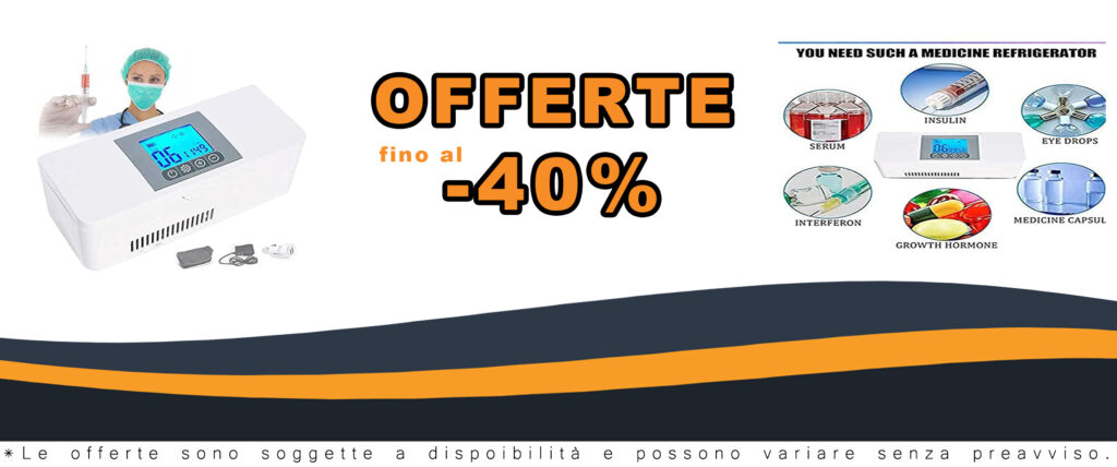 Frigo portatile elettrico per conservazione insulina, ideale per auto e viaggi, con temperatura 2-8°C