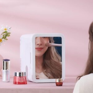 LvSenLin Mini Frigorifero Portatile da 4 Litri per Trucco Cosmetico con Congelatore, Luce LED e Riscaldamento per Auto e Casa