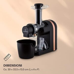 Klarstein Bella Elegance - Centrifuga per succhi di frutta, 200 W, 400 ml, senza BPA, base antiscivolo, funzionamento continuo massimo: ca. 20 minuti, facile da pulire, nero
